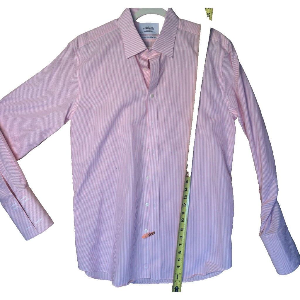 Charles Tyrwhitt Pink Striped Shirt Button Up Long Sleeve