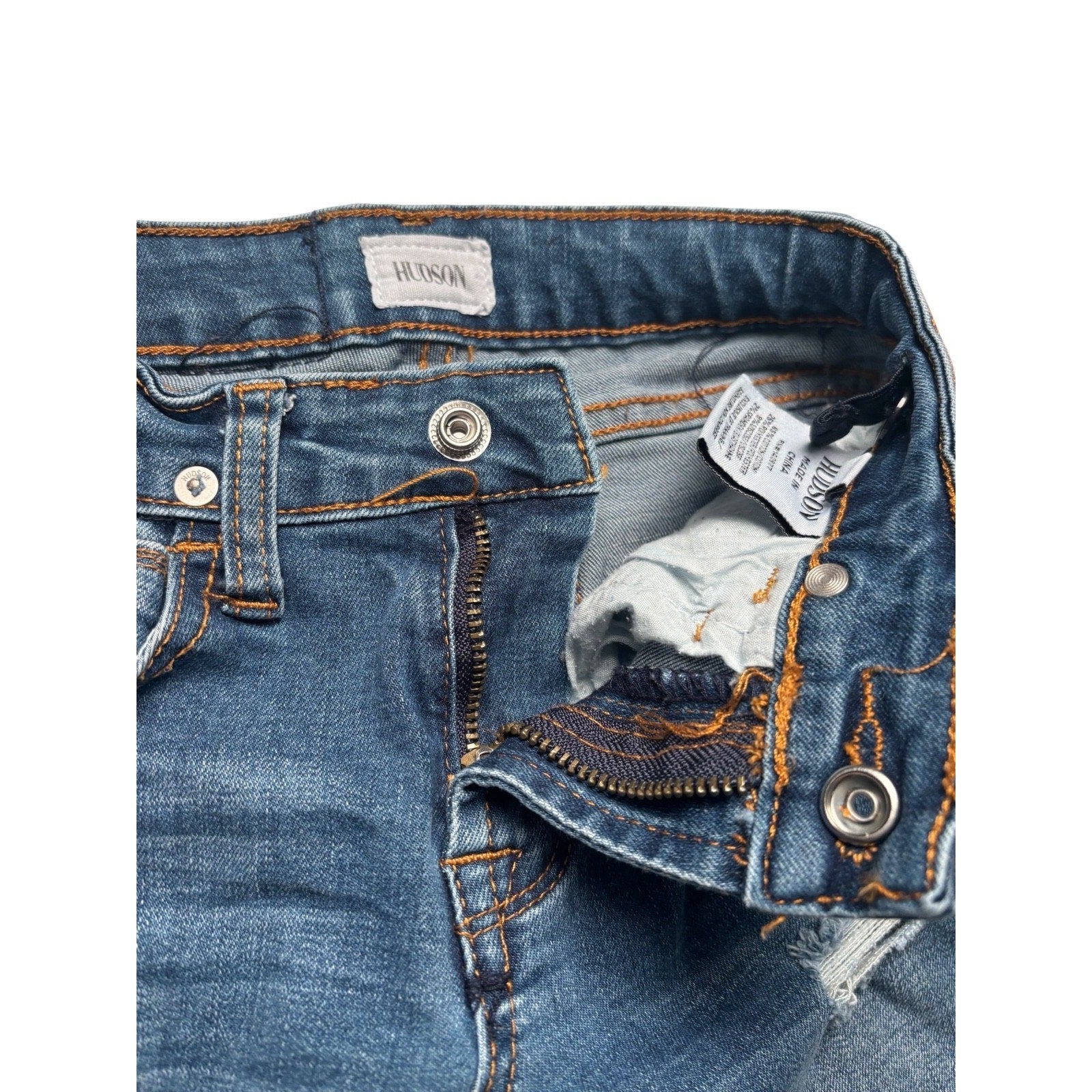 Hudson KIDS Distressed Skinny Jeans Blue Stretch Denim Ripped KDS11