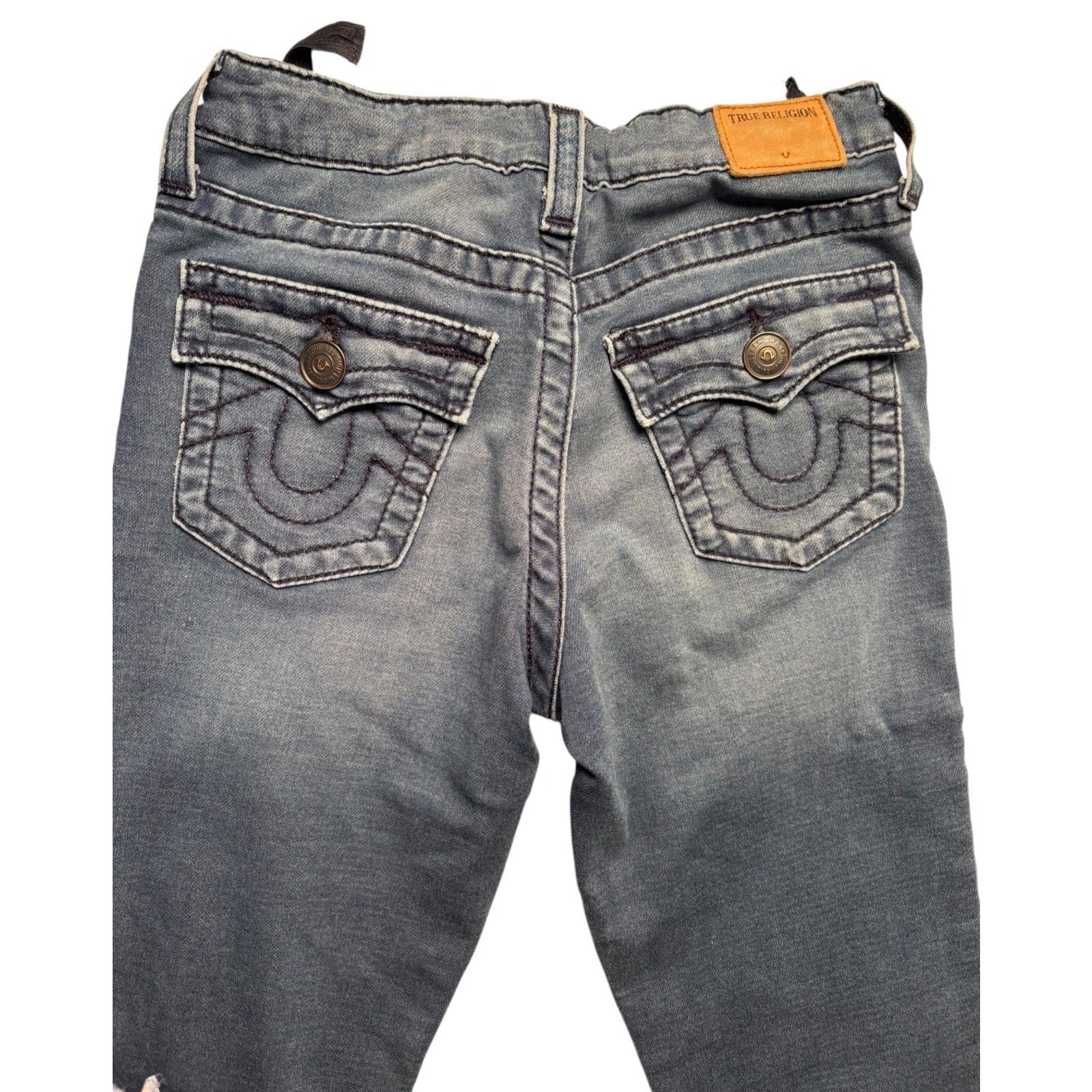 True Religion KID'S Jeans Flap Pocket Blue Denim Bootcut Straight Y2K KDS04