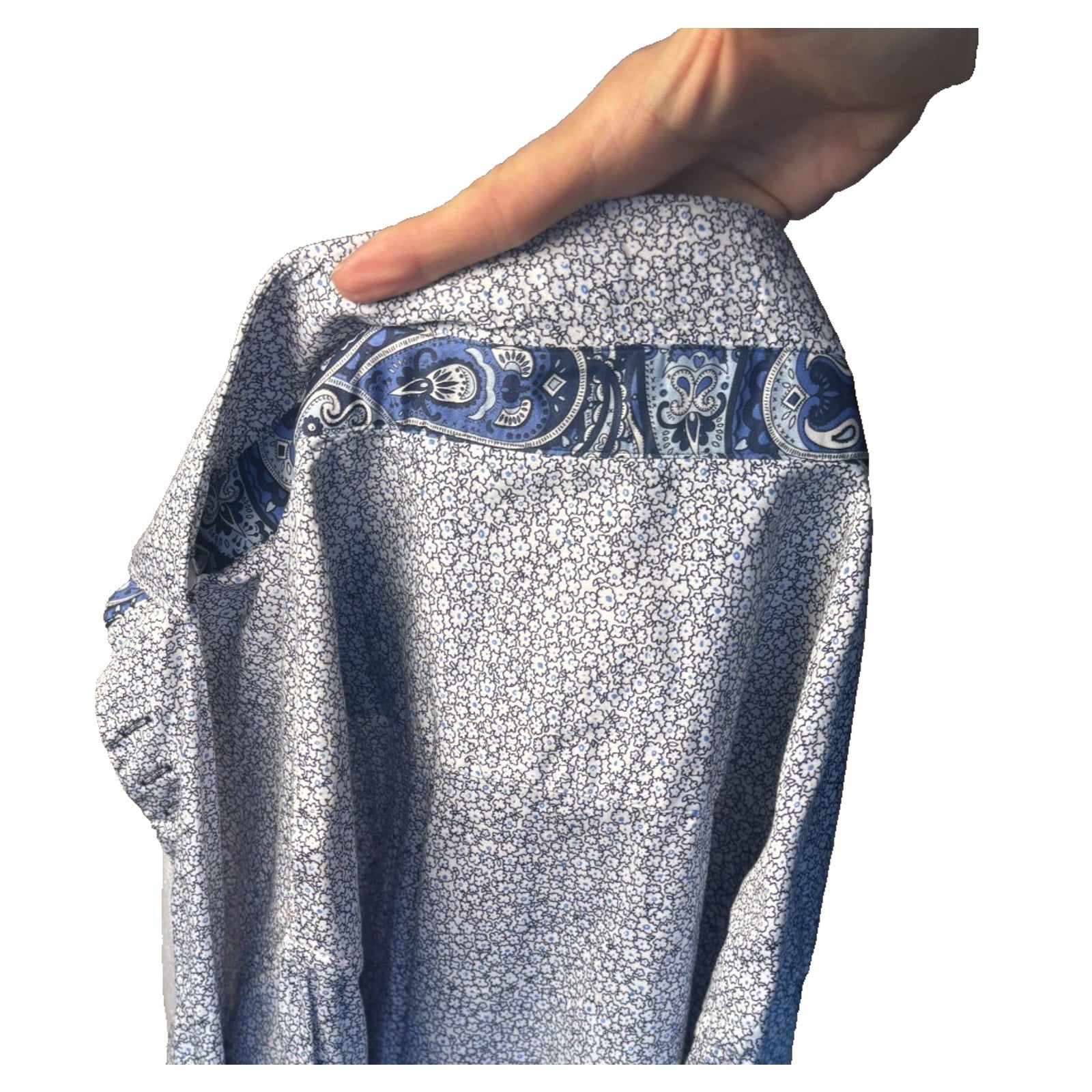 Men’s Floral Print Dress Shirt Long Sleeve Button Up Contrast Trim MN09