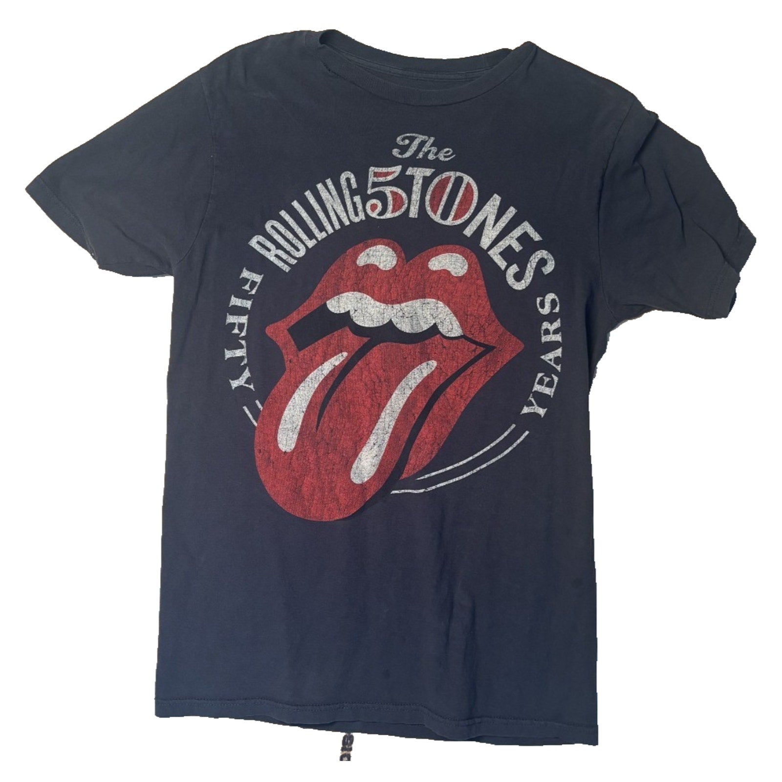 Rolling Stones 50 Years Tongue Logo T Shirt Men’s Size M Black Tee TS07