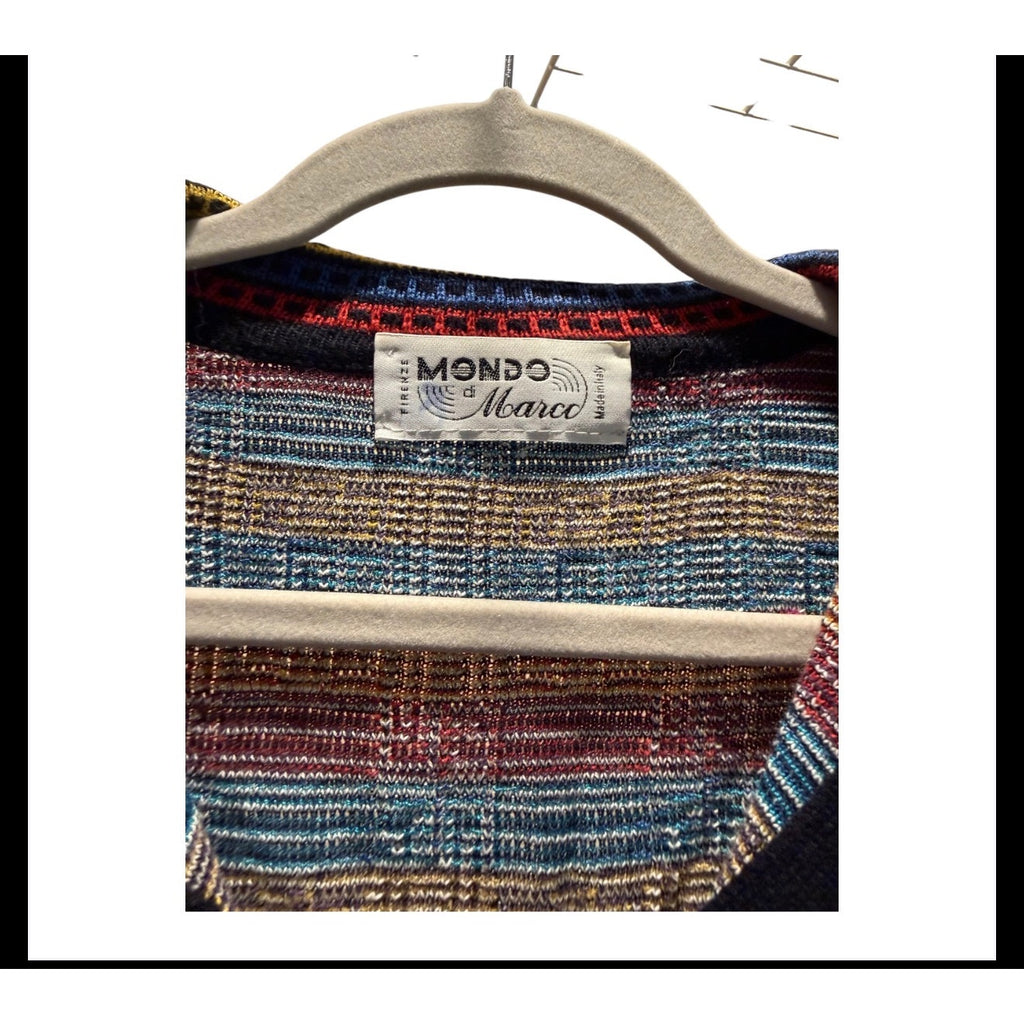 Mondo di Marco Vintage Womens Geometric Knit Polo Sweater