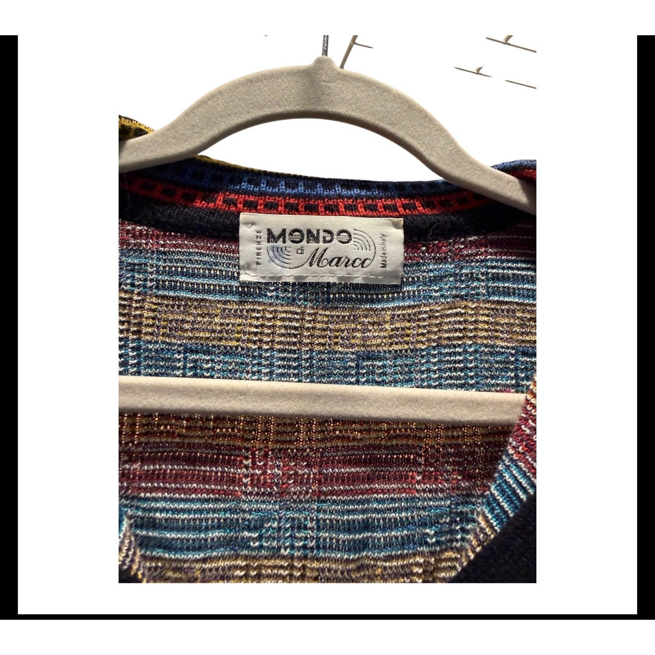 Mondo di Marco Vintage Womens Geometric Knit Polo Sweater