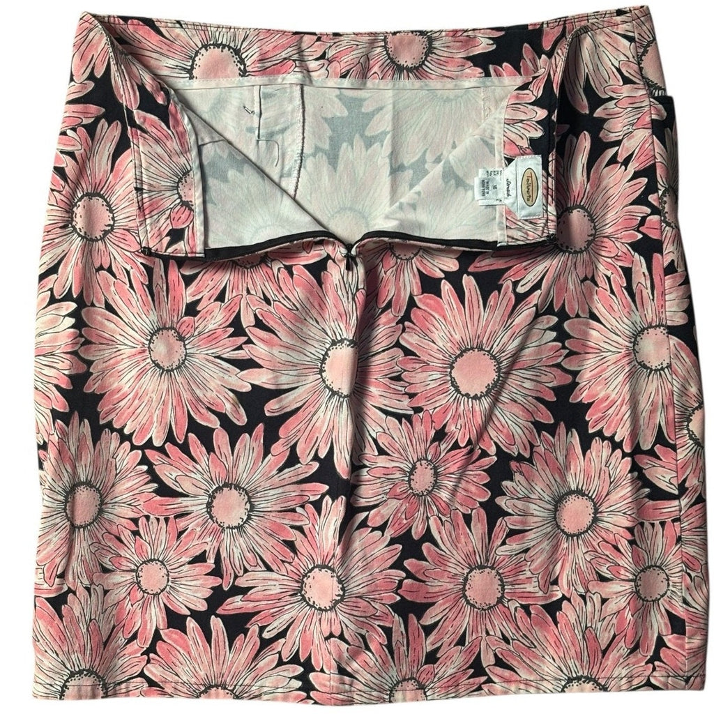 Talbots Women Abstract Print Skort Orange Yellow Wrap Style Mini Skirt 16 SKT03