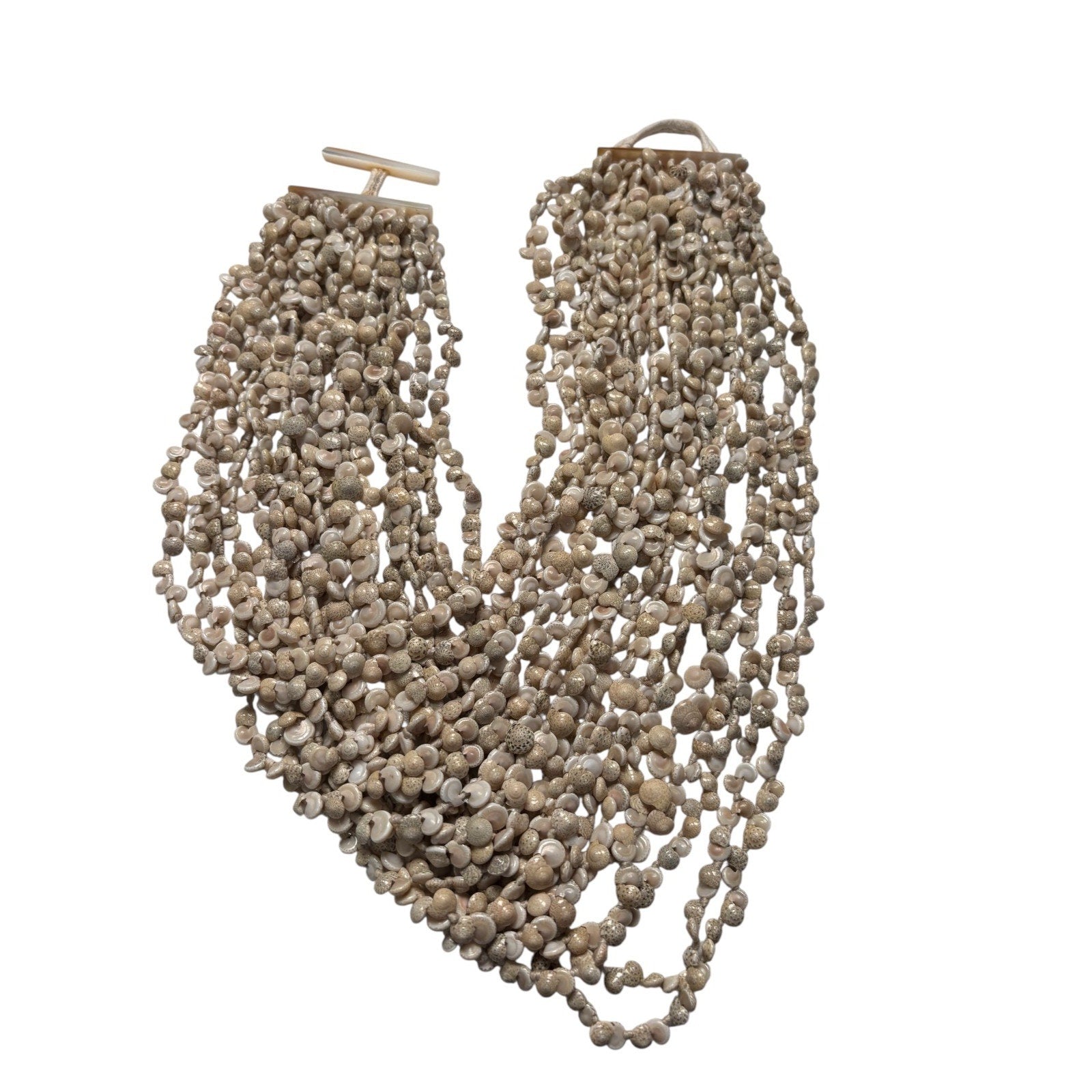 Layered Shell Necklace Multi Strand Natural Bead Boho Beach Statement Jewelry