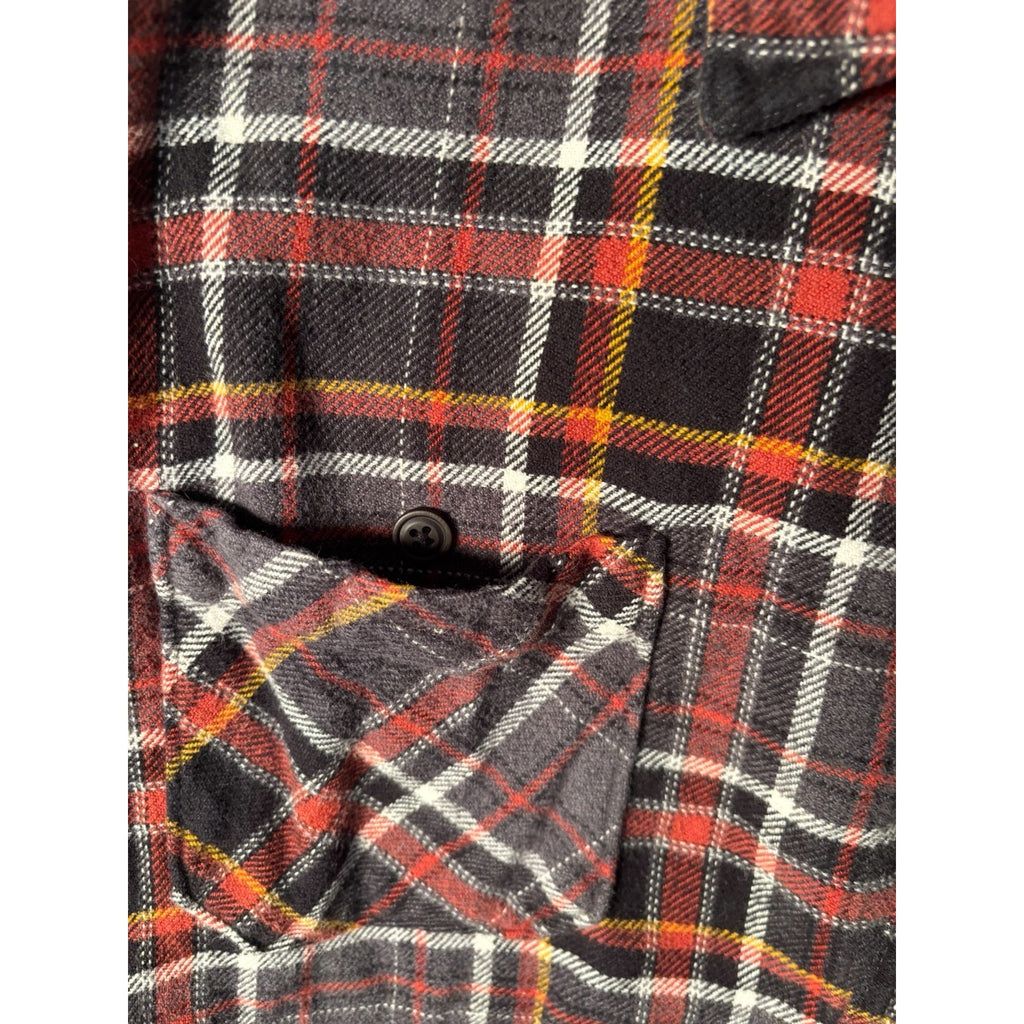 Ruff Hewn Mens XL Plaid Flannel Shirt Red Black Button Front Long Sleeve Cotton