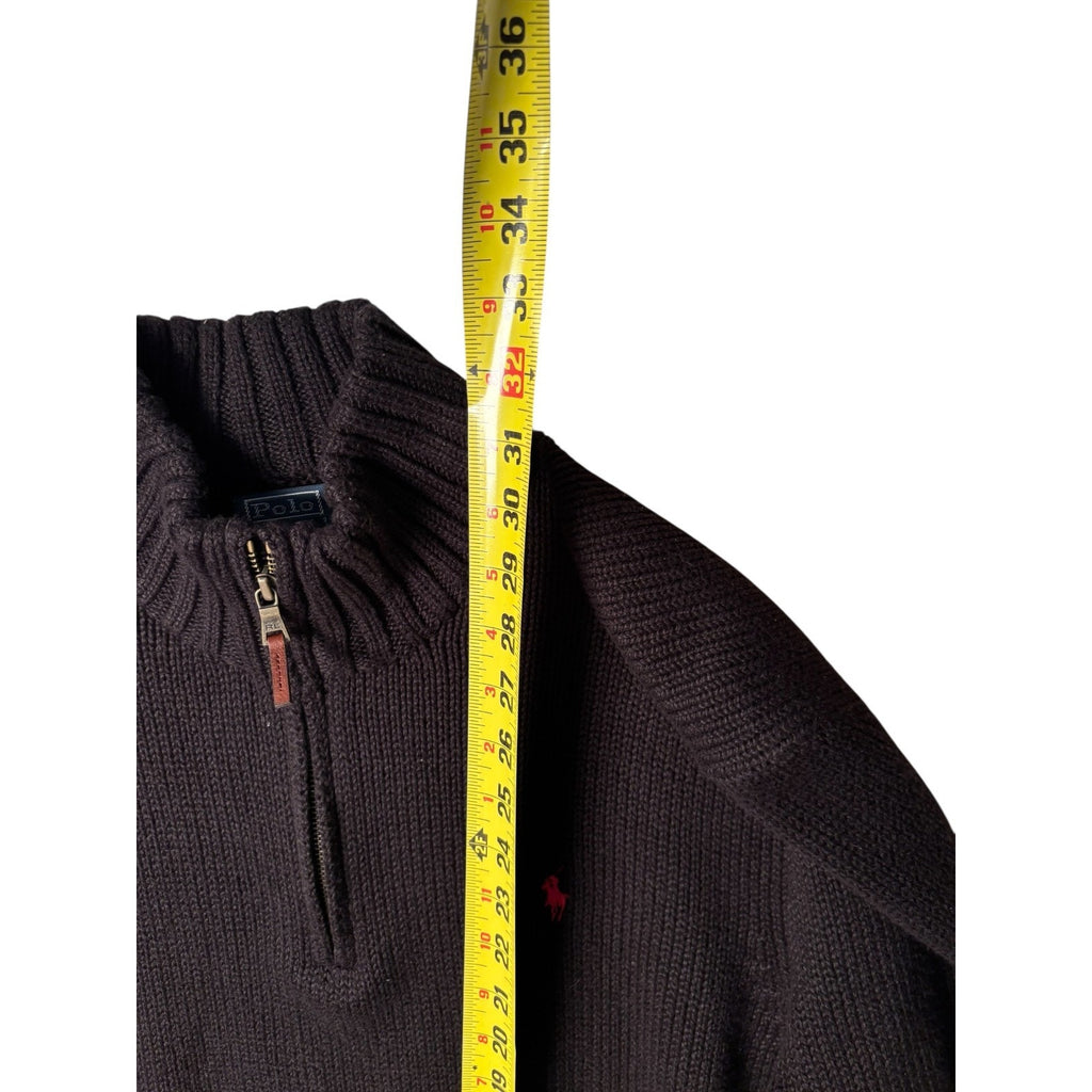 Polo Ralph Lauren Mens 2XB Black Quarter Zip Sweater Red Pony Big Tall 100% Cott