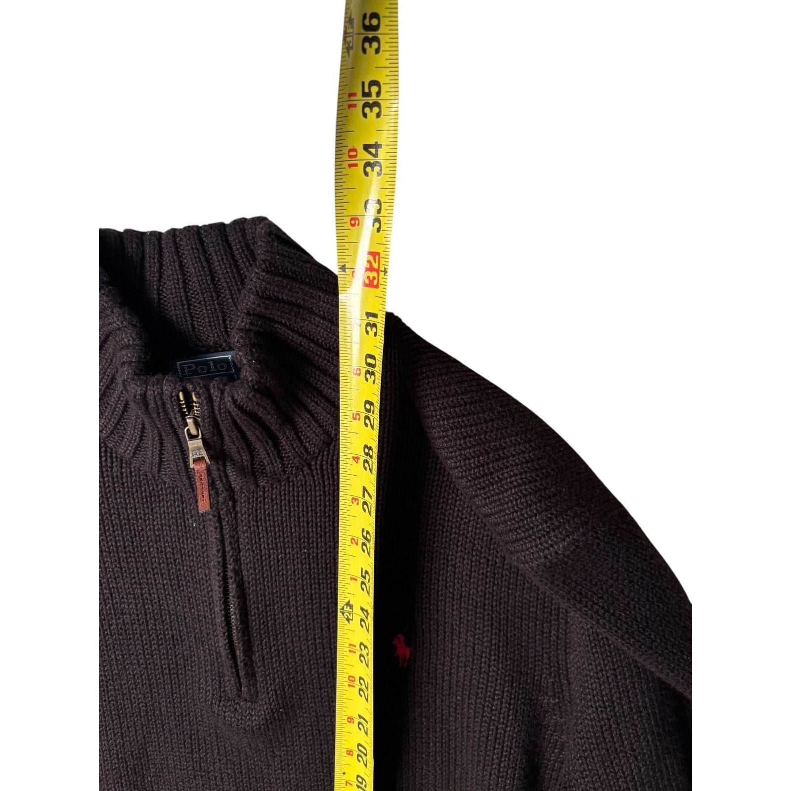 Polo Ralph Lauren Mens 2XB Black Quarter Zip Sweater Red Pony Big Tall 100% Cott