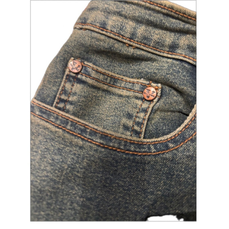 Y2K Vavino Embellished Flare Jeans Womens Boho Floral Denim Pants