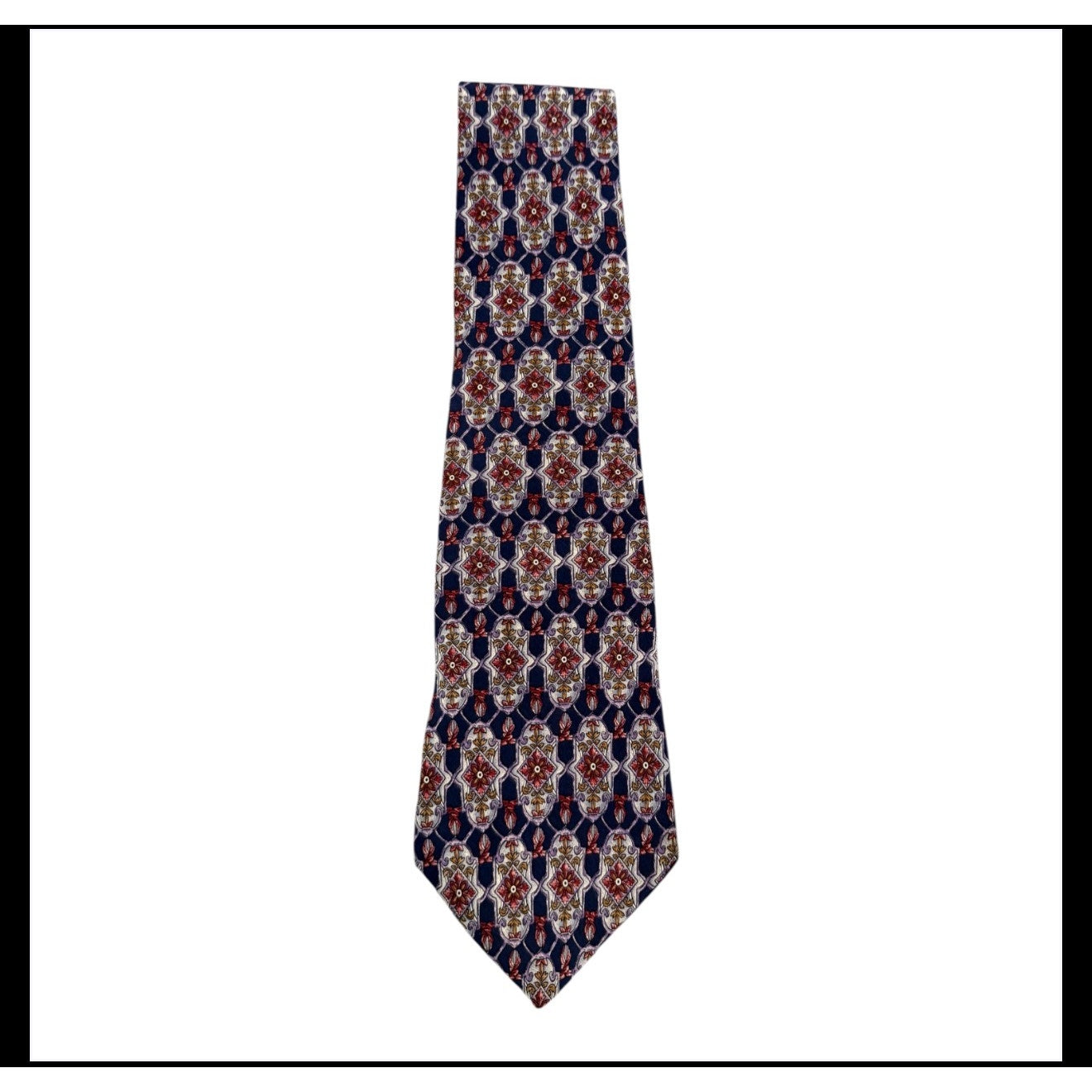 Metropolitan Museum of Art Mens Silk Tie Floral Navy Red