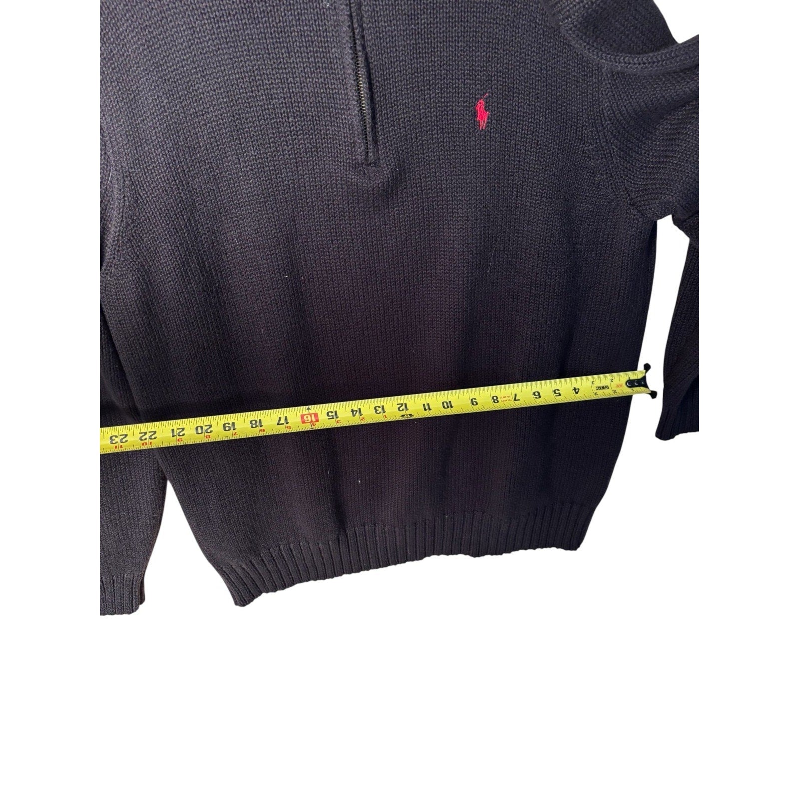 Polo Ralph Lauren Mens 2XB Black Quarter Zip Sweater Red Pony Big Tall 100% Cott