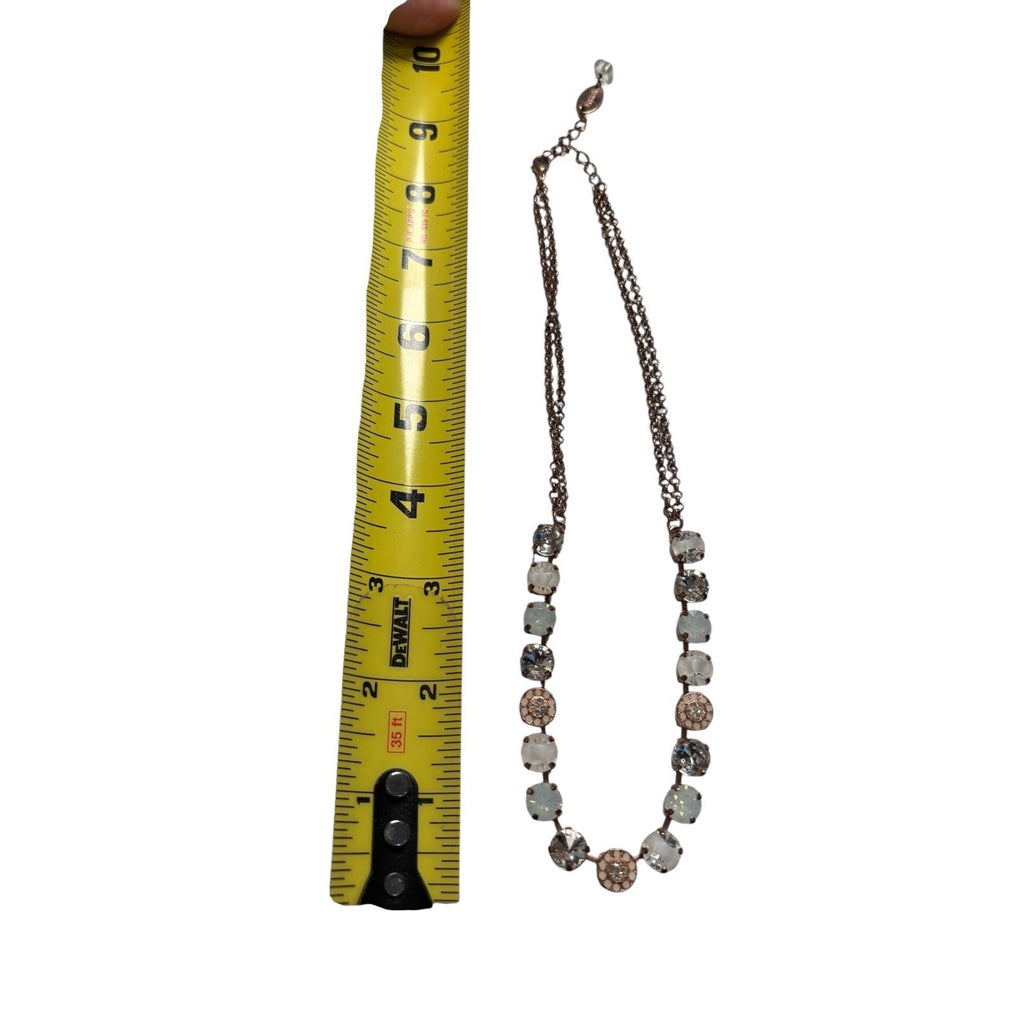Gold Tone Crystal Necklace Frosted Glass Rhinestone Statement Necklace Women’s J