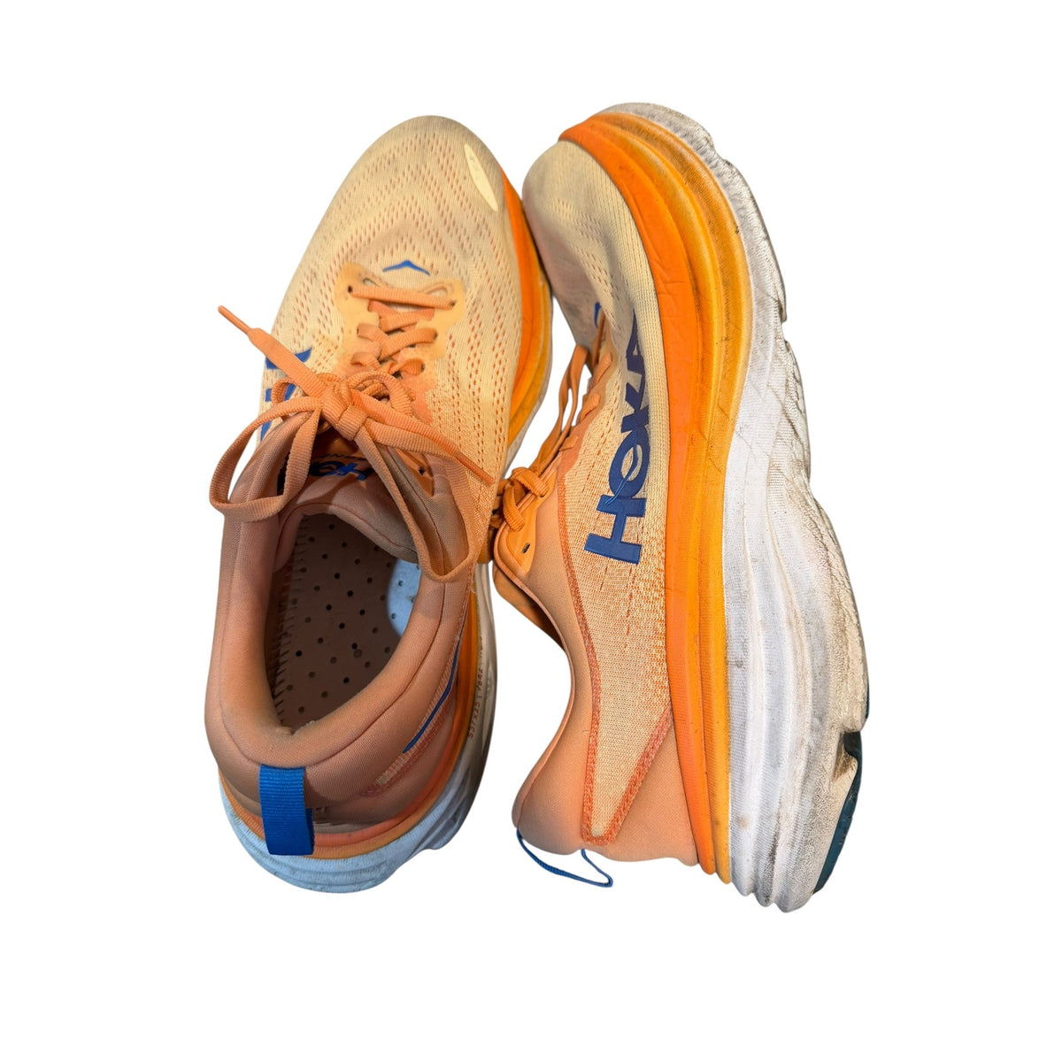 HOKA Bondi 8 Men’s 13 Orange Blue Running Shoes Sneakers