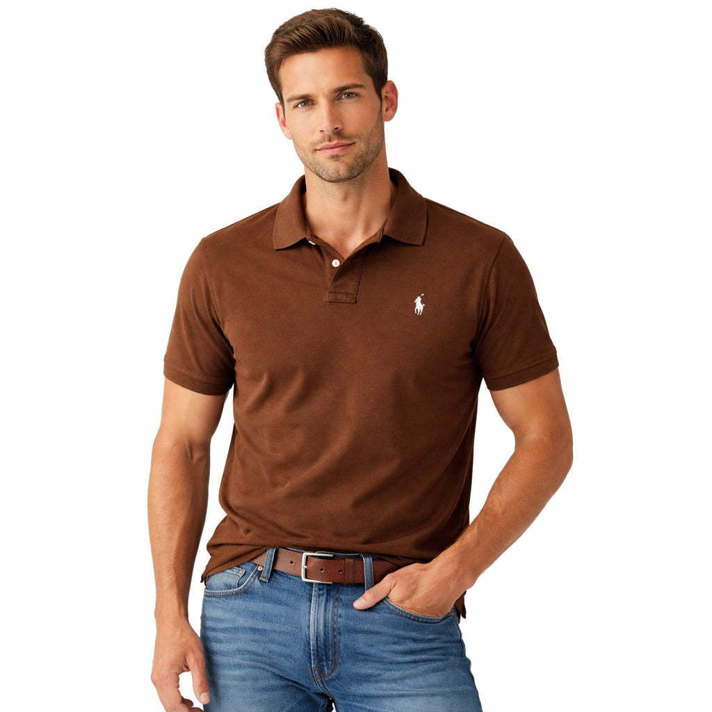 Copied - Polo Ralph Lauren Men Shirt Brown sz XL Casual Rugby Golf Preppy Green Pony MN01