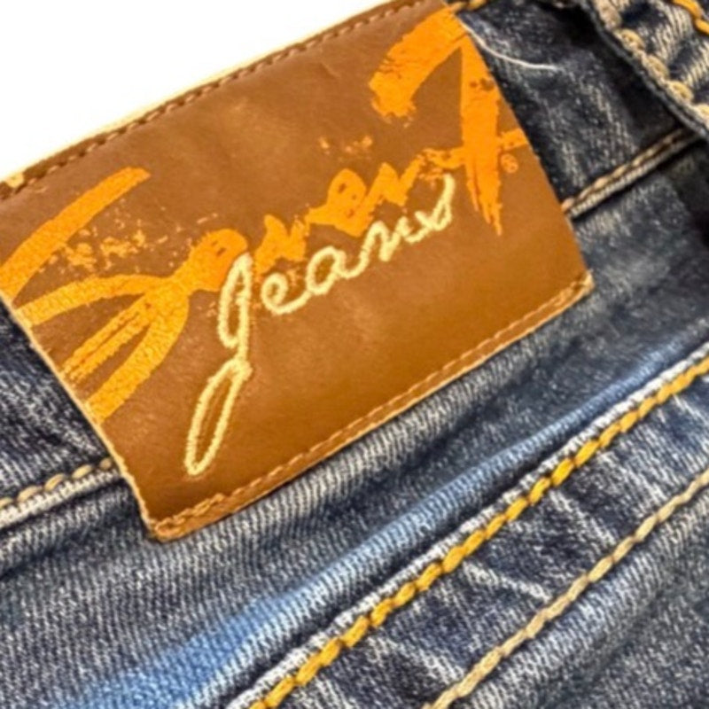 Seven7 Jeans Women 18 Y2K Bootcut Flare Denim Embroidered