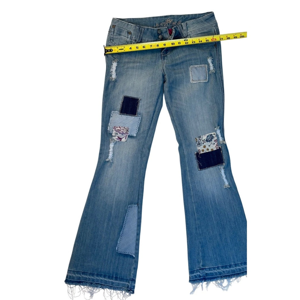 Almost Famous Y2K Patchwork Jeans Flare Distressed Indie Boho Festival 42001