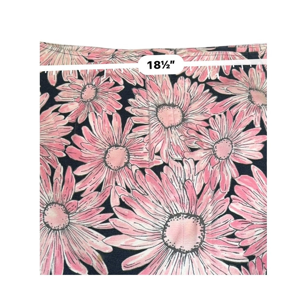 Pink Daisy Floral Mini Skirt Black White Y2K Retro 36" Waist