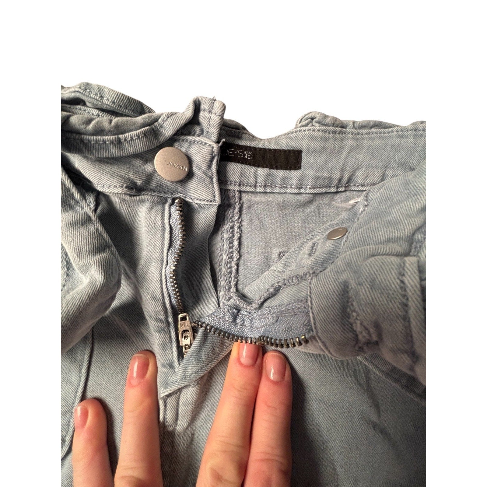 Joe’s Jeans KIDS Paperbag Waist Denim Shorts Tie Belt Blue Gray Rolled Hem KDS02