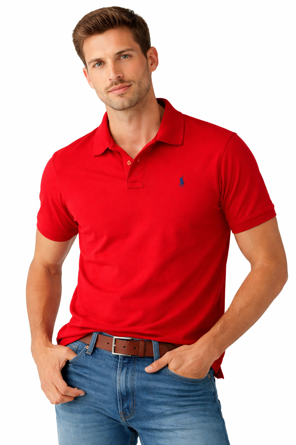 Polo Ralph Lauren Red Polo Shirt Men’s Short Sleeve Blue Pony Logo MN03