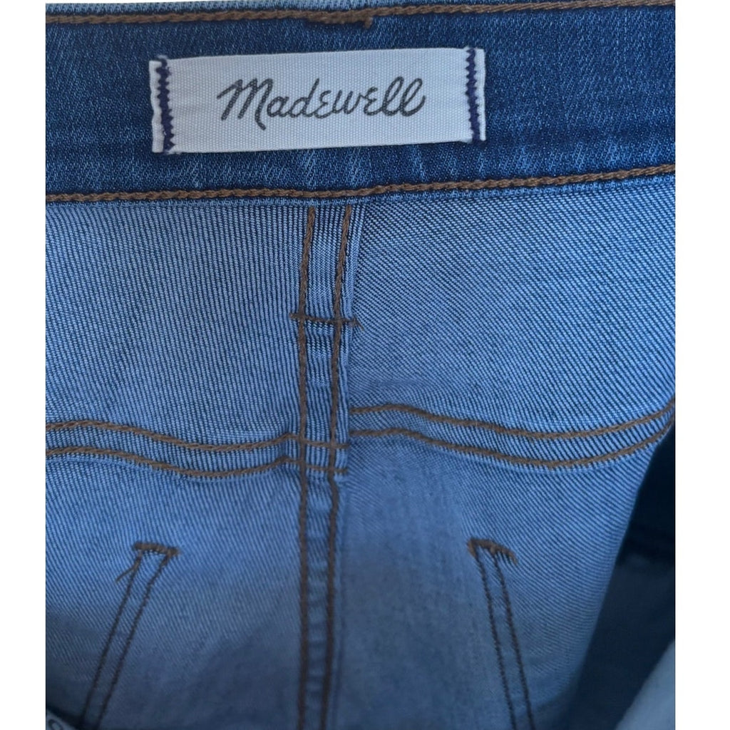 Madewell High Rise Button Fly Distress Md Wash Skinny Denim