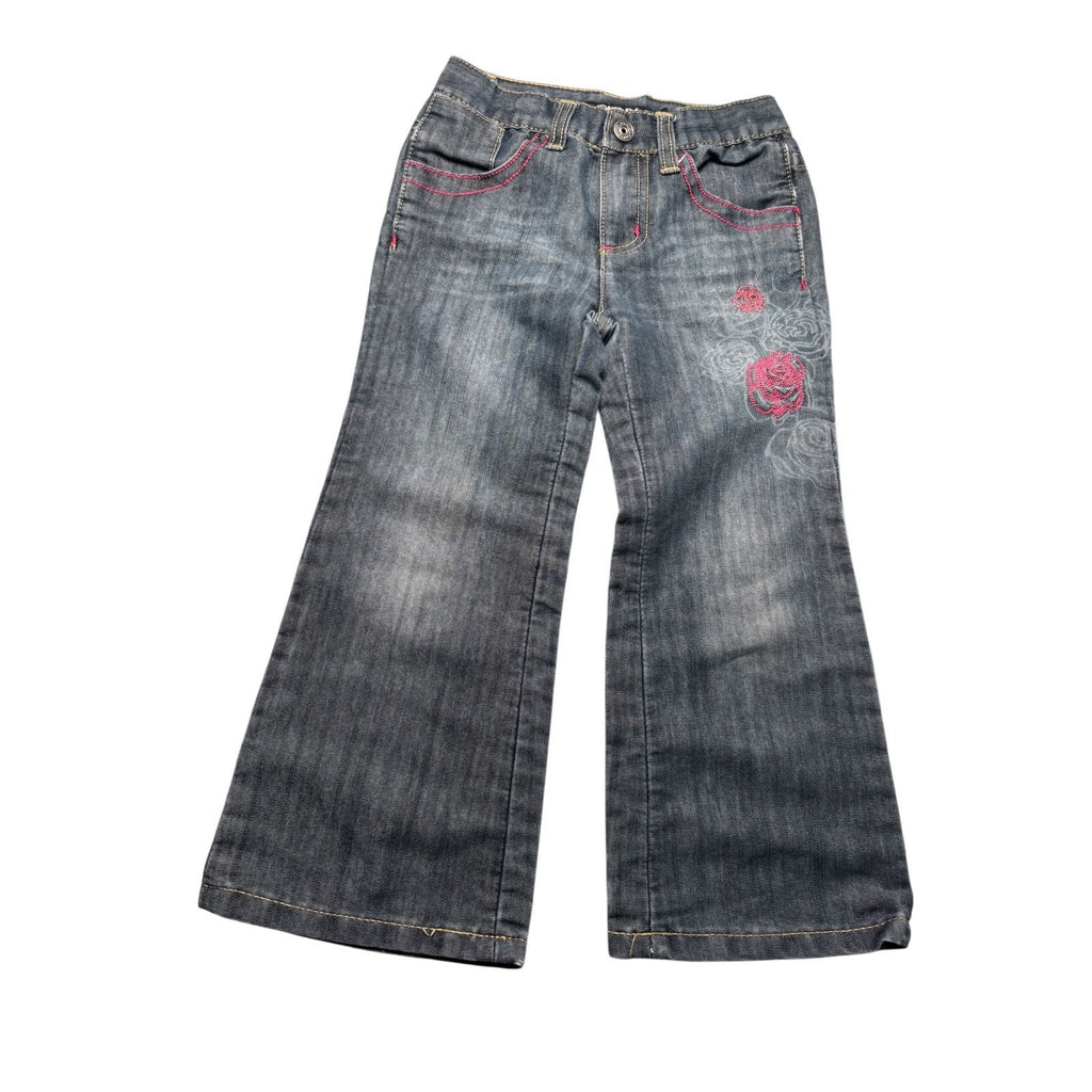 DKNY KIDS Jeans Size 4 Dark Wash Denim Pink Stitch Straight KDS19