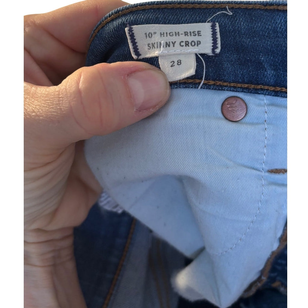 Madewell High Rise Button Fly Distress Md Wash Skinny Denim