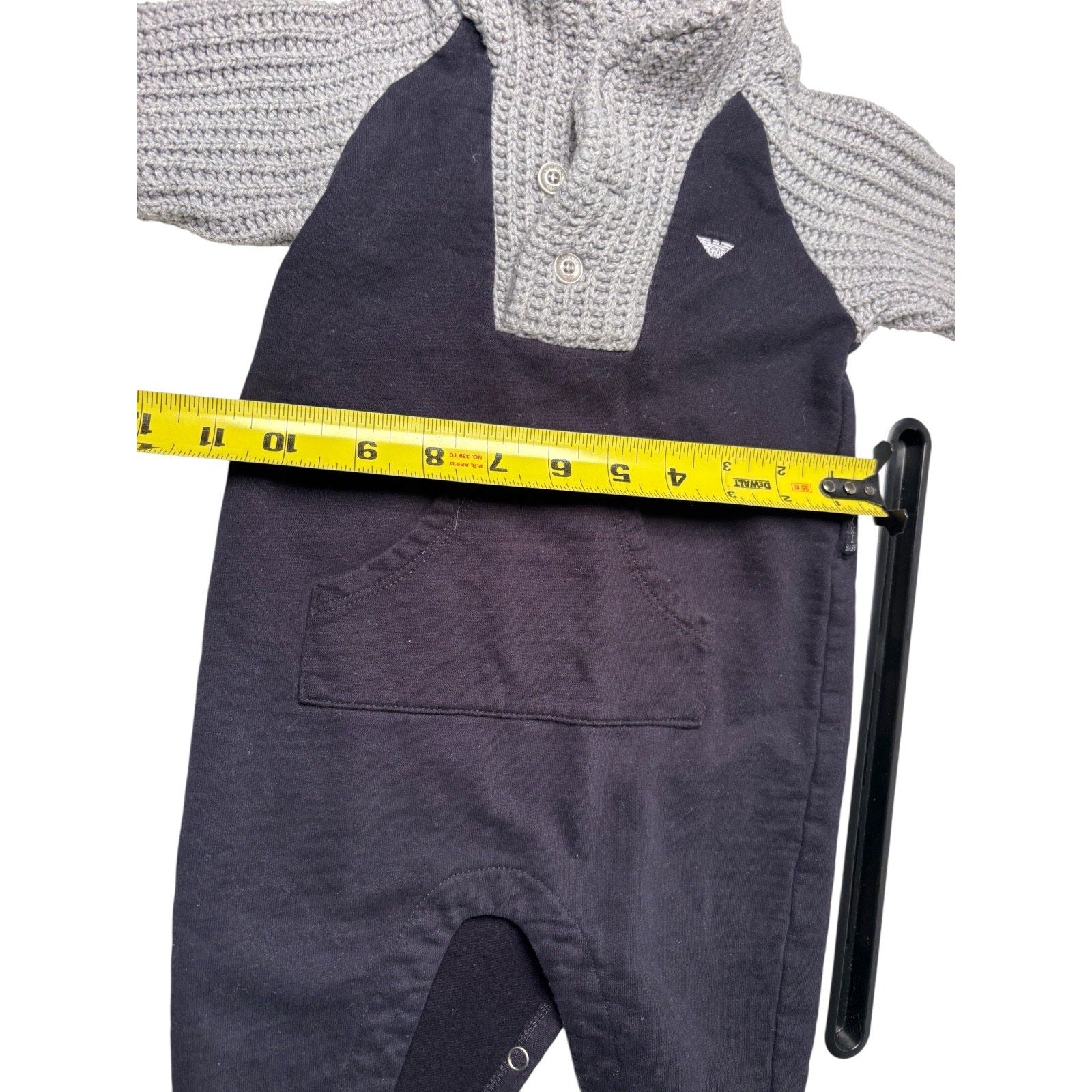 Armani Baby Footed Romper / Coverall – Navy & Gray KDS20