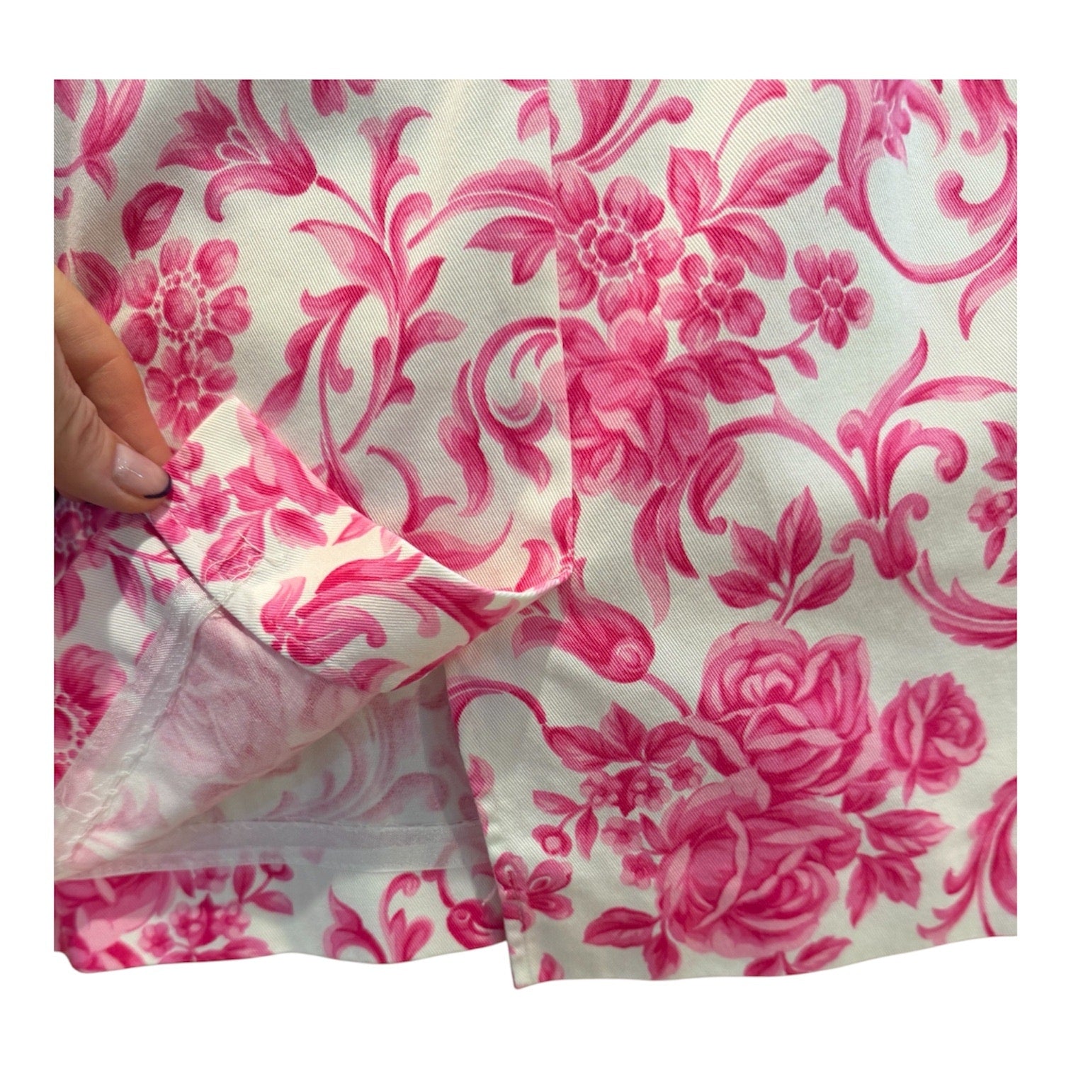 Talbots Petites 8P Pink White Floral Rose Skirt A-Line Y2K