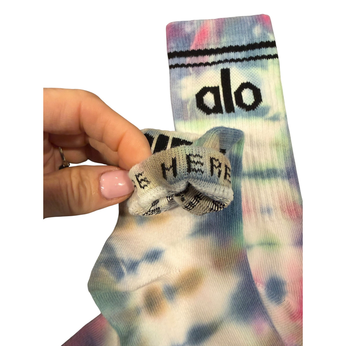 ALO Yoga 5 Pack Hand Tie Dyed Crew Socks Pastel Rainbow