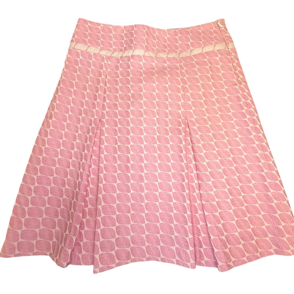 New Frontier Size 4 Pink Jacquard Pleated A-Line Skirt