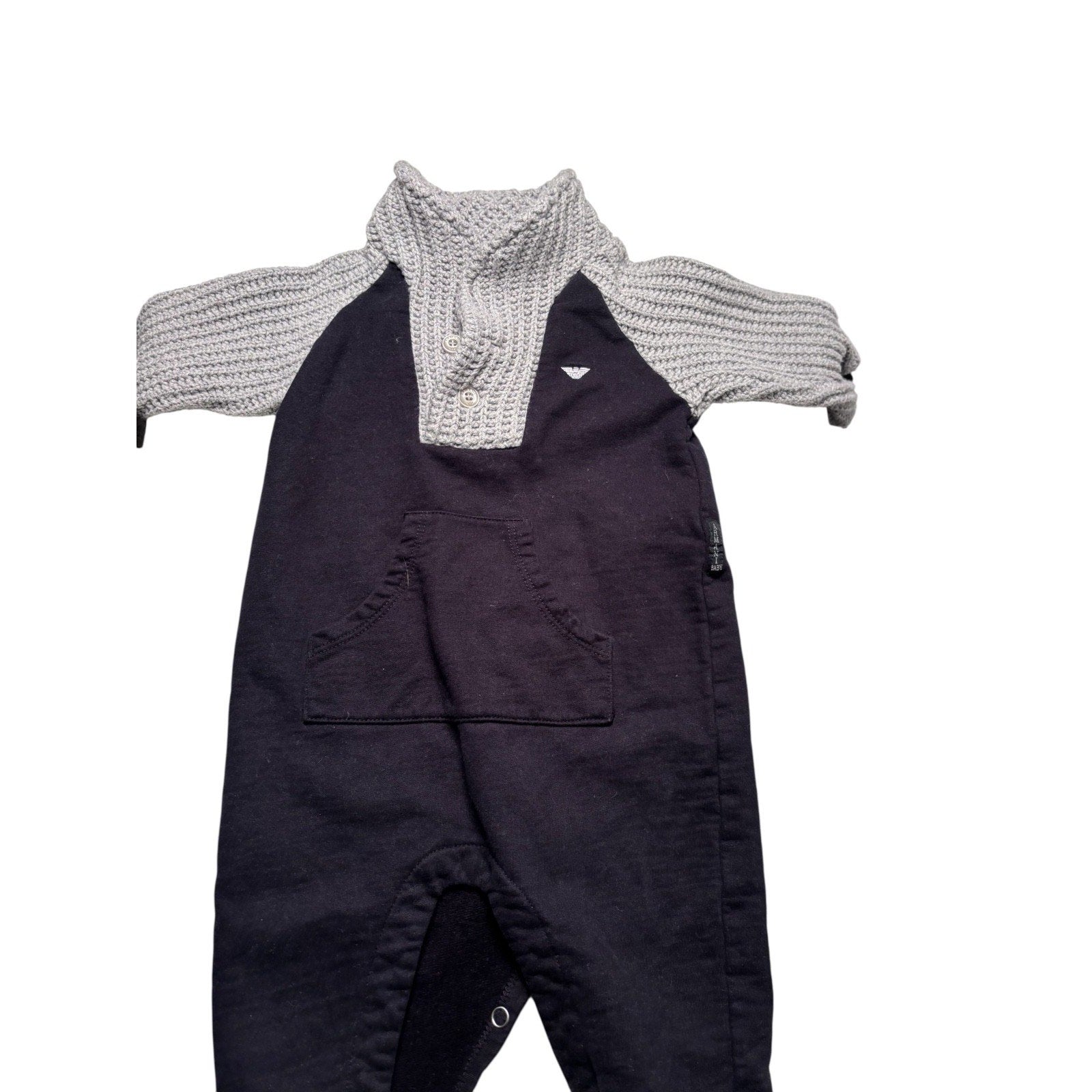 Armani Baby Footed Romper / Coverall – Navy & Gray KDS20