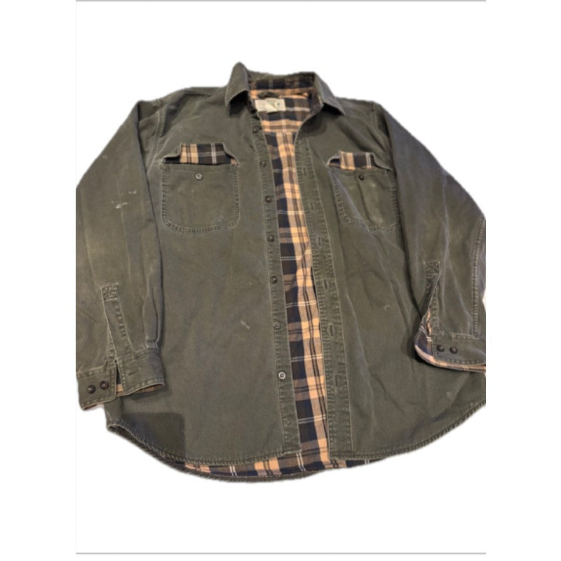 L.L.Bean Flannel Lined Canvas Shirt Mens Medium Tall Workwear Outdoor Jacket