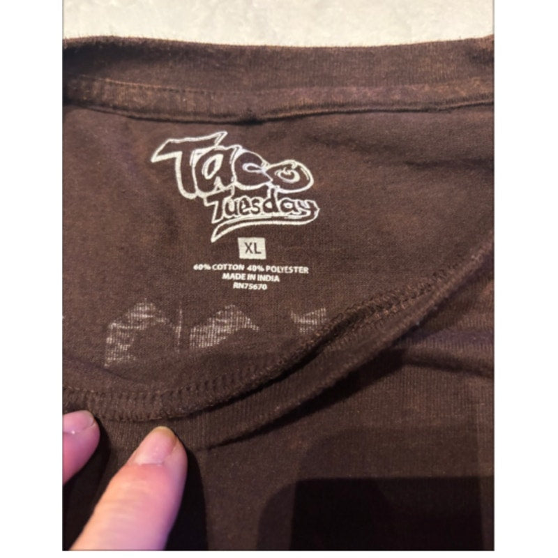 Taco Tuesdays Luxury Skull Rose Graphic T Shirt XL Brown Distressed Goth Punk
