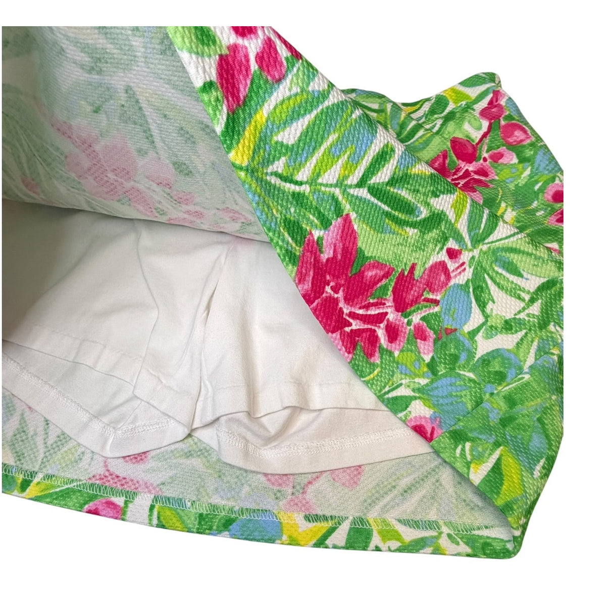 Pappagallo Tropical Floral Skort Pink Green Gold Buttons