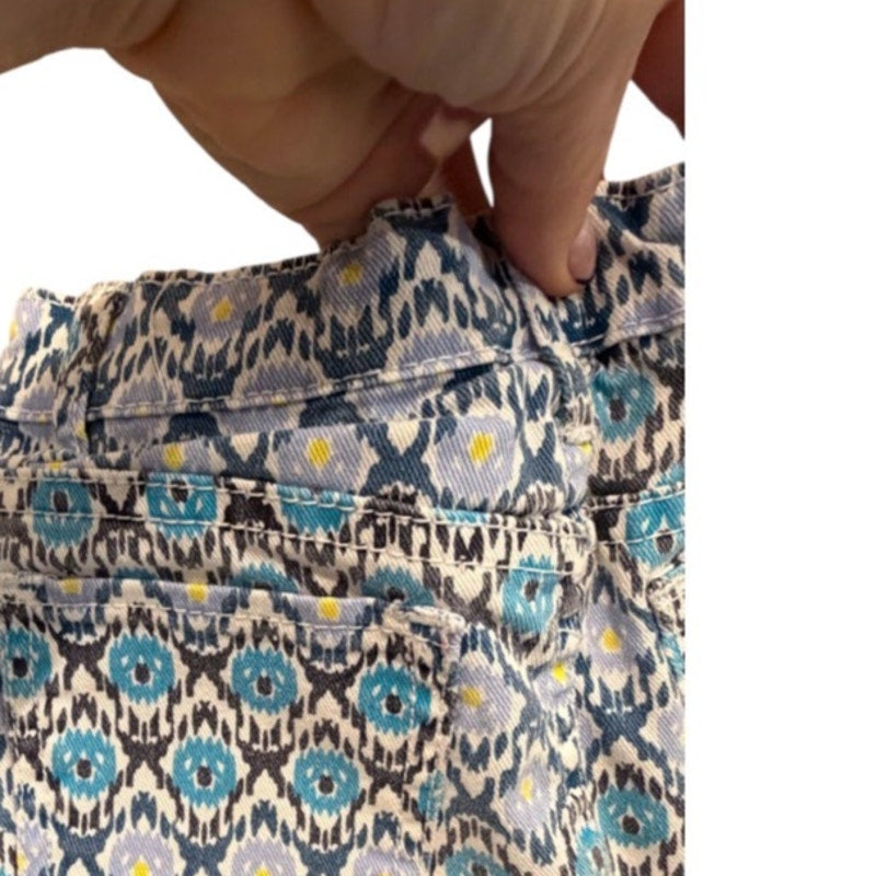 Lucky Brand Sofia Mini Skirt 6X Printed Denim Frayed Hem