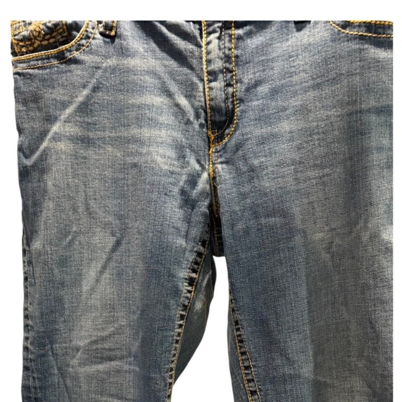 Seven7 Jeans Women 18 Y2K Bootcut Flare Denim Embroidered