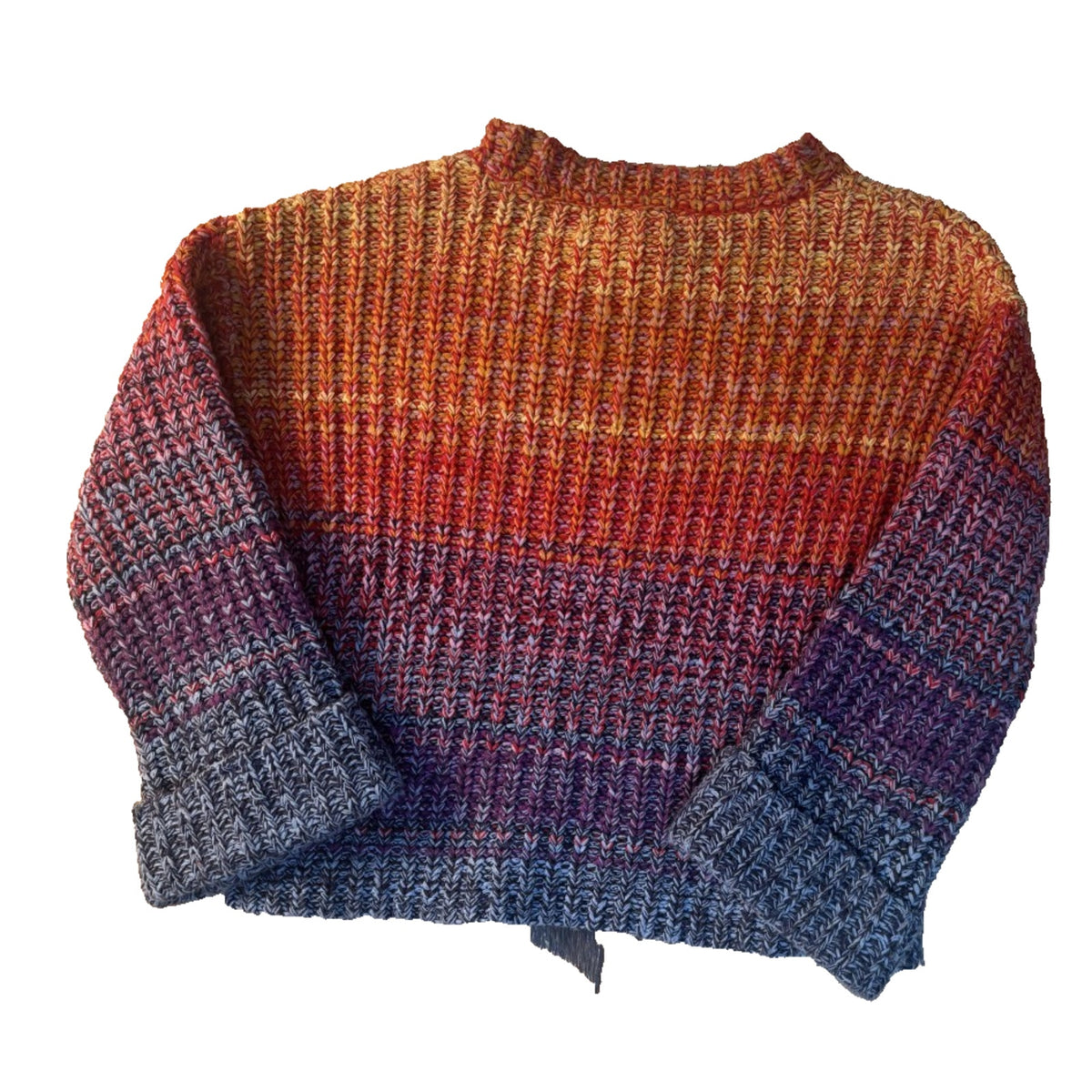 Copied - AQUA Multicolor Chunky Knit Sweater Women Small Striped Ombre Cozy Pullover SW02