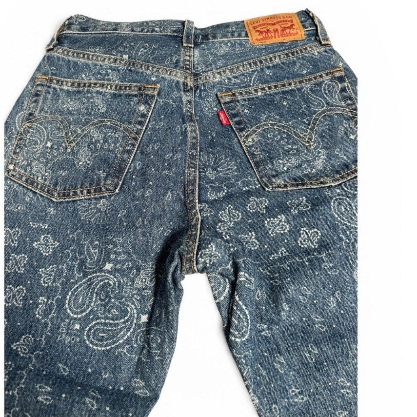 Levi’s 501 Paisley Print Jeans WOMANS Button Fly Straight Leg Bandana 5010136