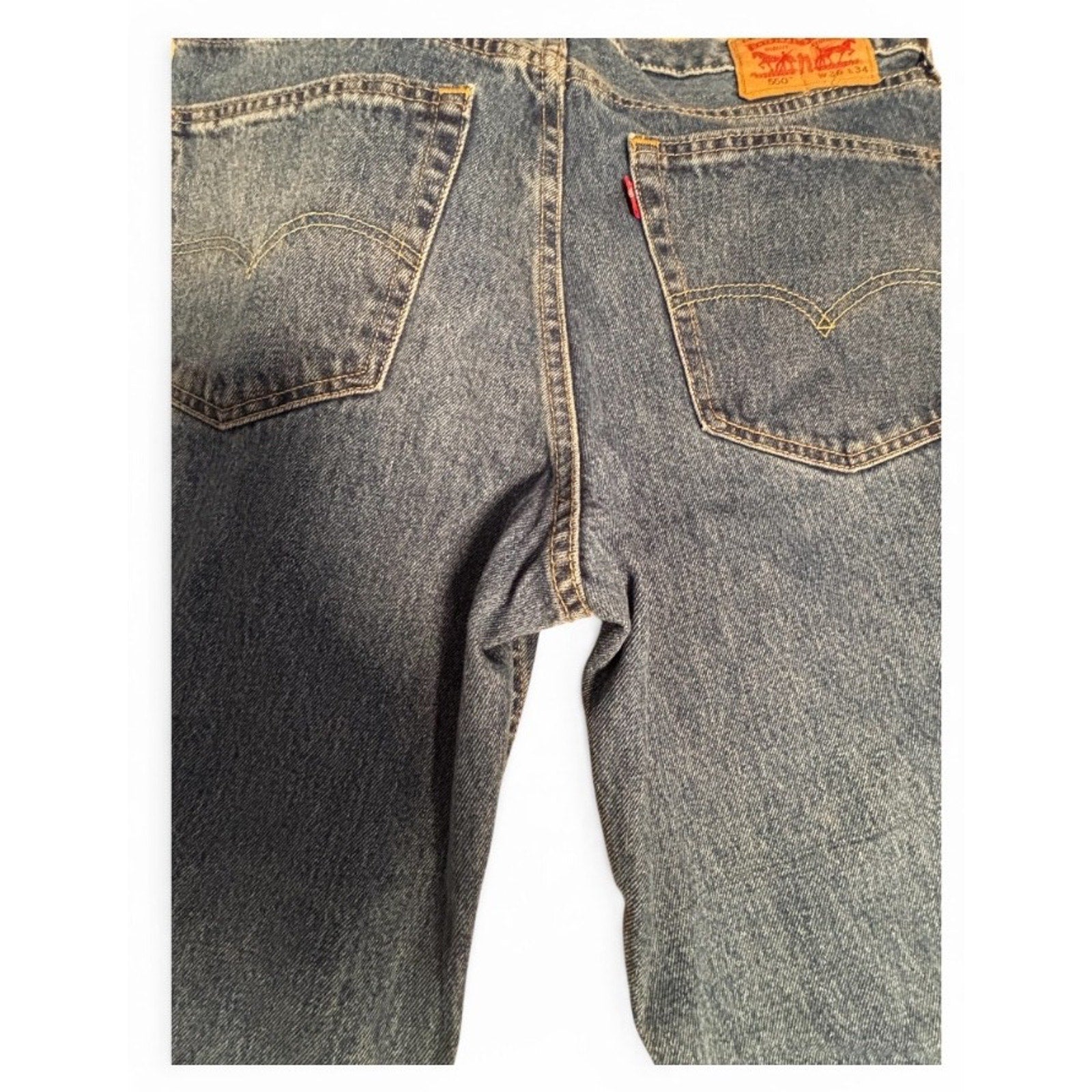 Levi’s 550 Men’s Relaxed Fit Tapered Leg Jeans W36 L34 Blue Denim - 5500101
