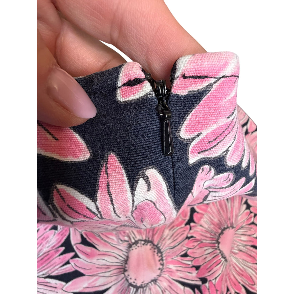 Pink Daisy Floral Mini Skirt Black White Y2K Retro 36" Waist
