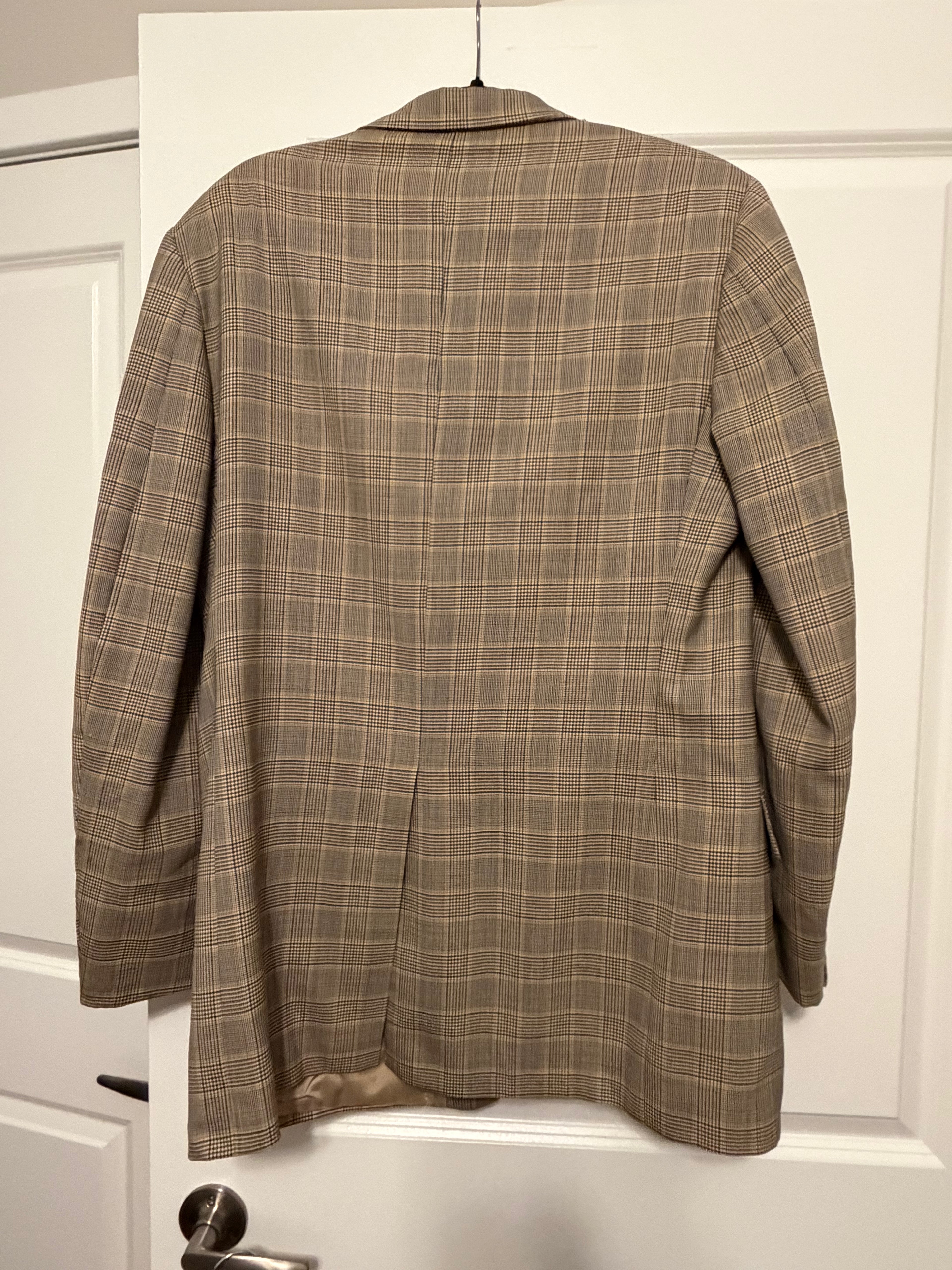 Brooks Brothers Men's Plaid Sport Coat Blazer Tan Gray Wool Blend Classic