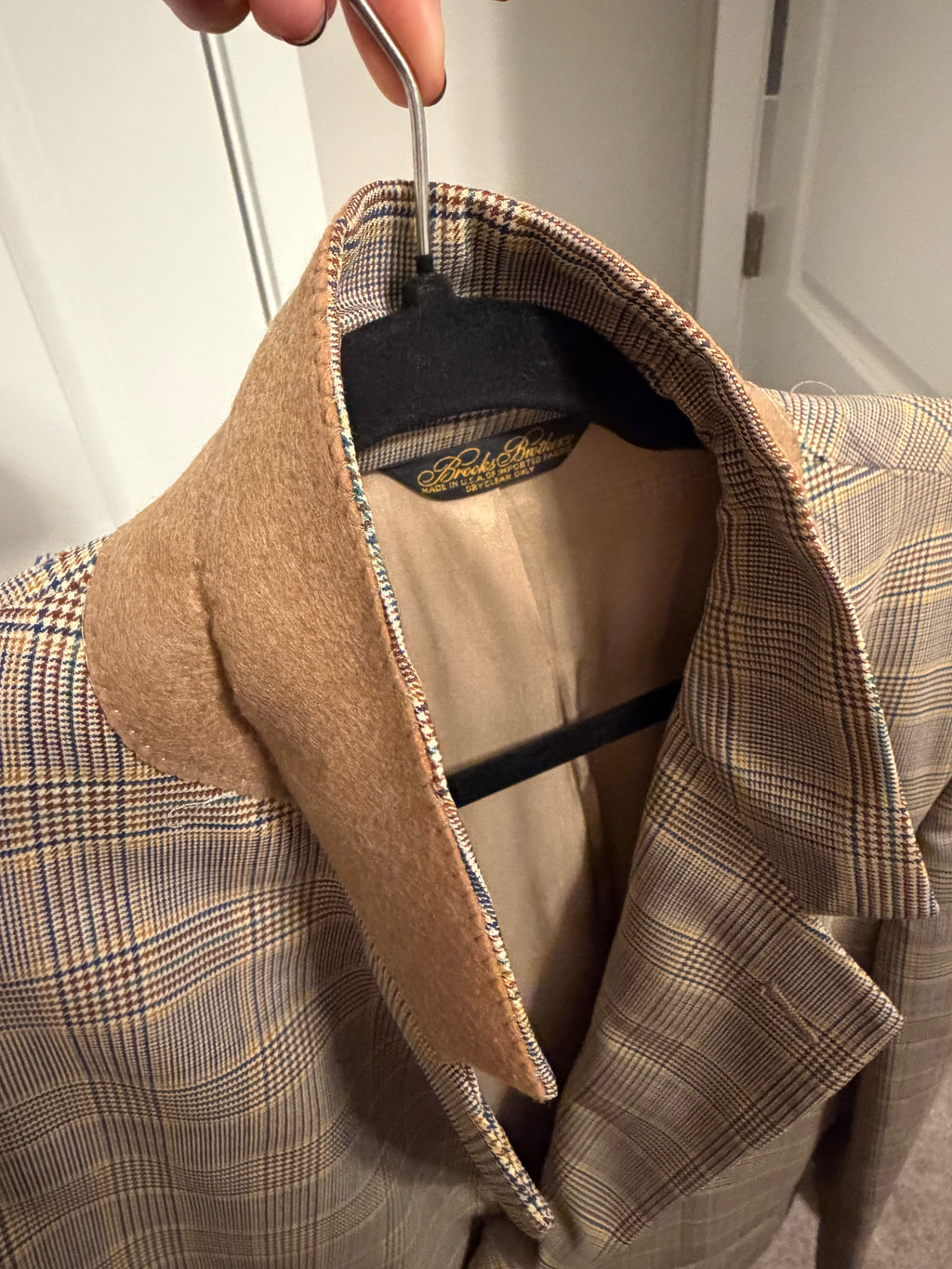 Brooks Brothers Men's Plaid Sport Coat Blazer Tan Gray Wool Blend Classic