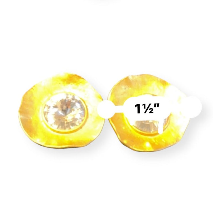 Vintage Norma Jean Gold Tone Crystal Statement Clip Earrings