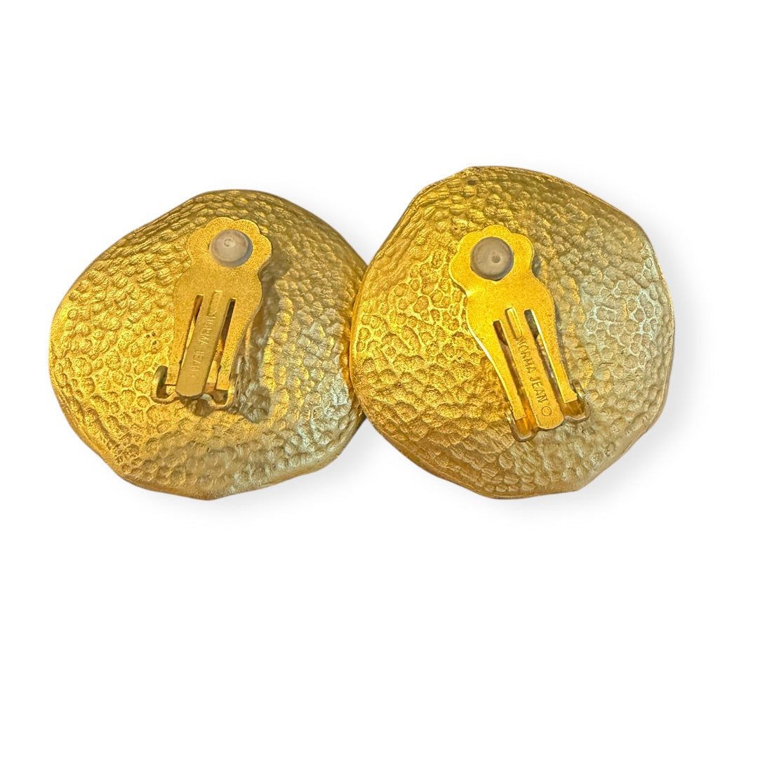 Vintage Norma Jean Gold Tone Crystal Statement Clip Earrings