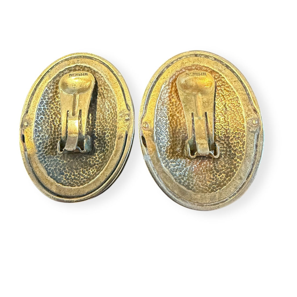 Vintage DIVA 1980s Black Rhinestone Pavé Oval Clip Earrings