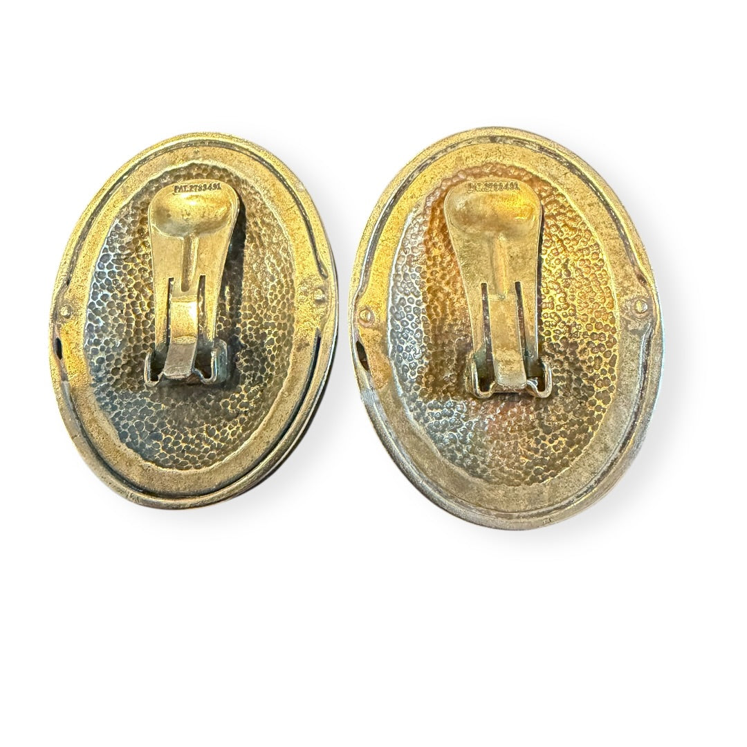 Vintage DIVA 1980s Black Rhinestone Pavé Oval Clip Earrings