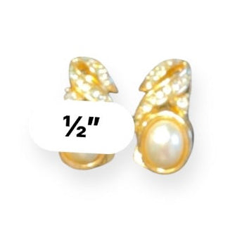 Vintage Christian Dior Faux Pearl Rhinestone Clip Earrings