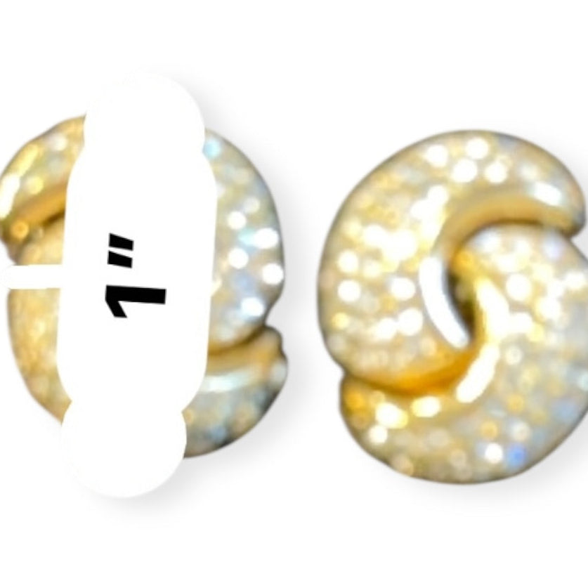 Vintage Christian Dior Gold Tone Rhinestone Swirl Clip Earrings