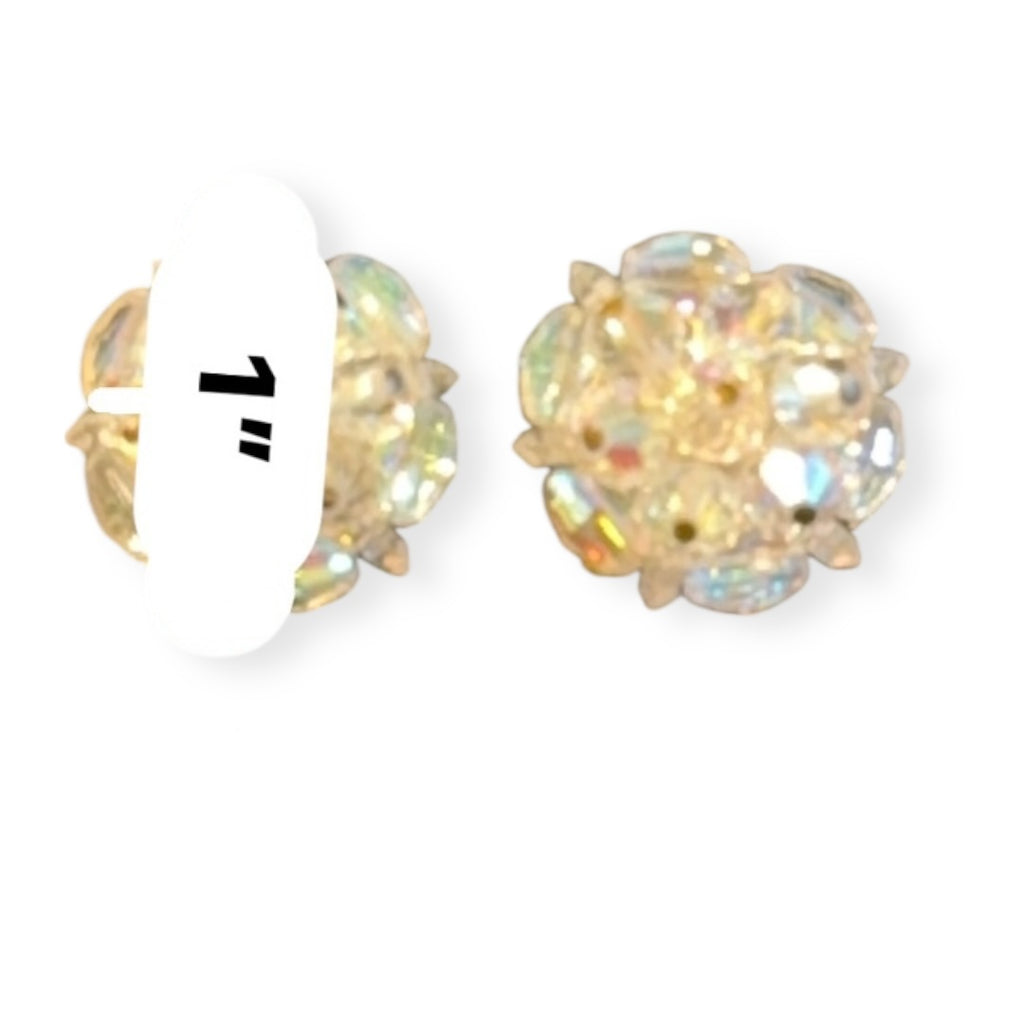 Vintage LAGUNA Aurora Borealis Crystal Cluster Clip Earrings