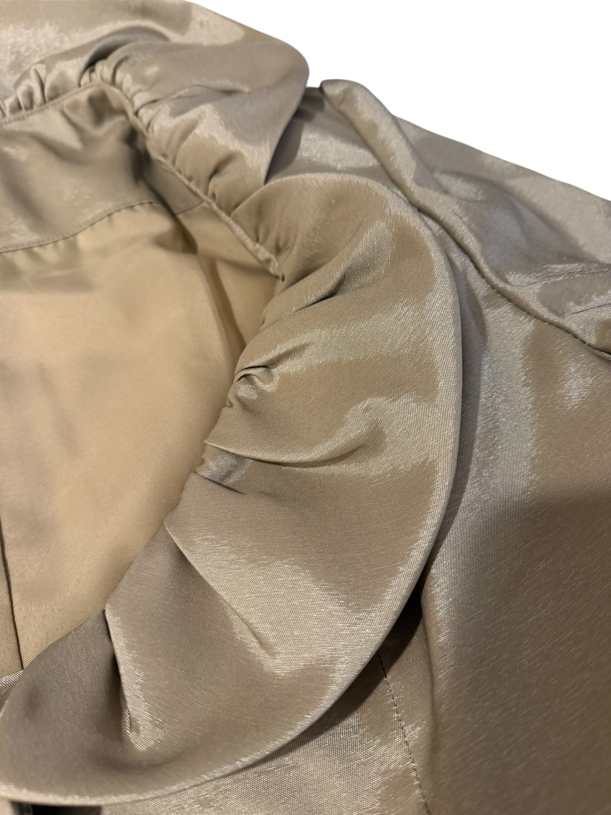 Landa Size 12 Champagne Metallic Ruffle Collar Formal Jacket